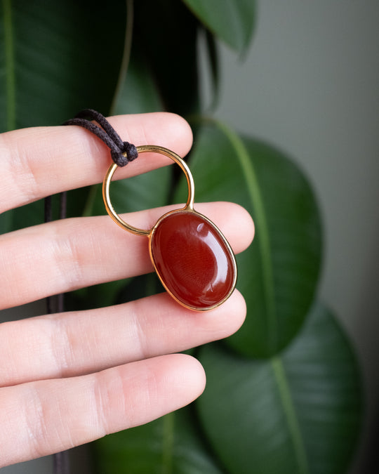 Carnelian Pebble Sterling Silver & Gold Vermeil Necklace