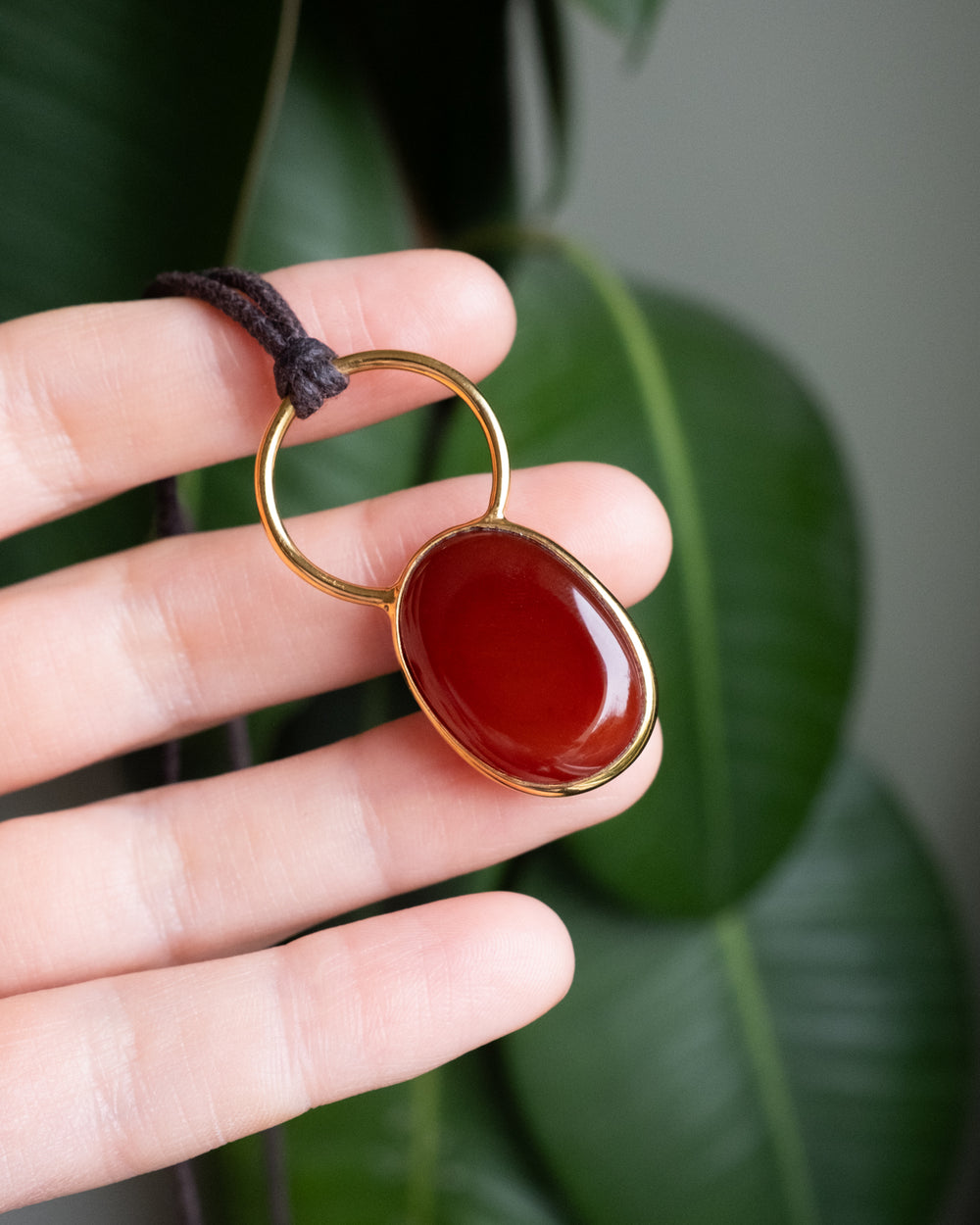 Carnelian Pebble Sterling Silver & Gold Vermeil Necklace