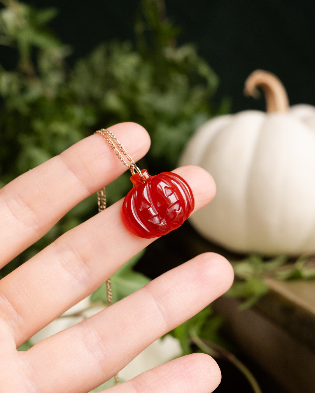 Carnelian Hand Carved Pumpkin Necklace - The Healing Pear