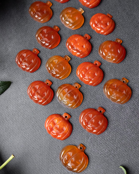 Carnelian Hand Carved Pumpkin Necklace