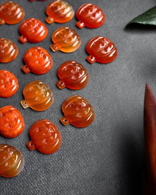 Carnelian Hand Carved Pumpkin Necklace