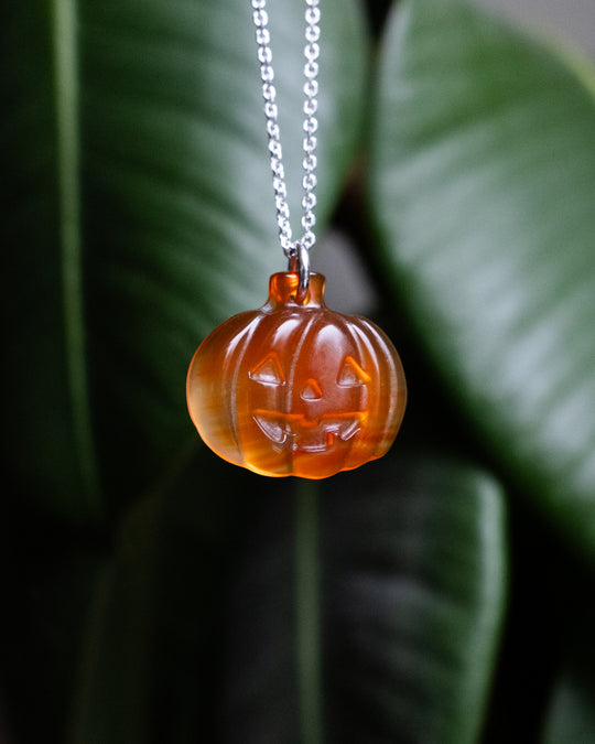 Carnelian Hand Carved Pumpkin Necklace