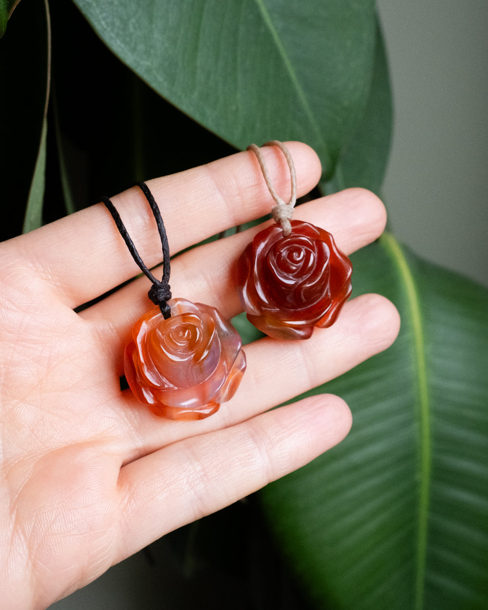 Carnelian Hand Carved Rose Necklace