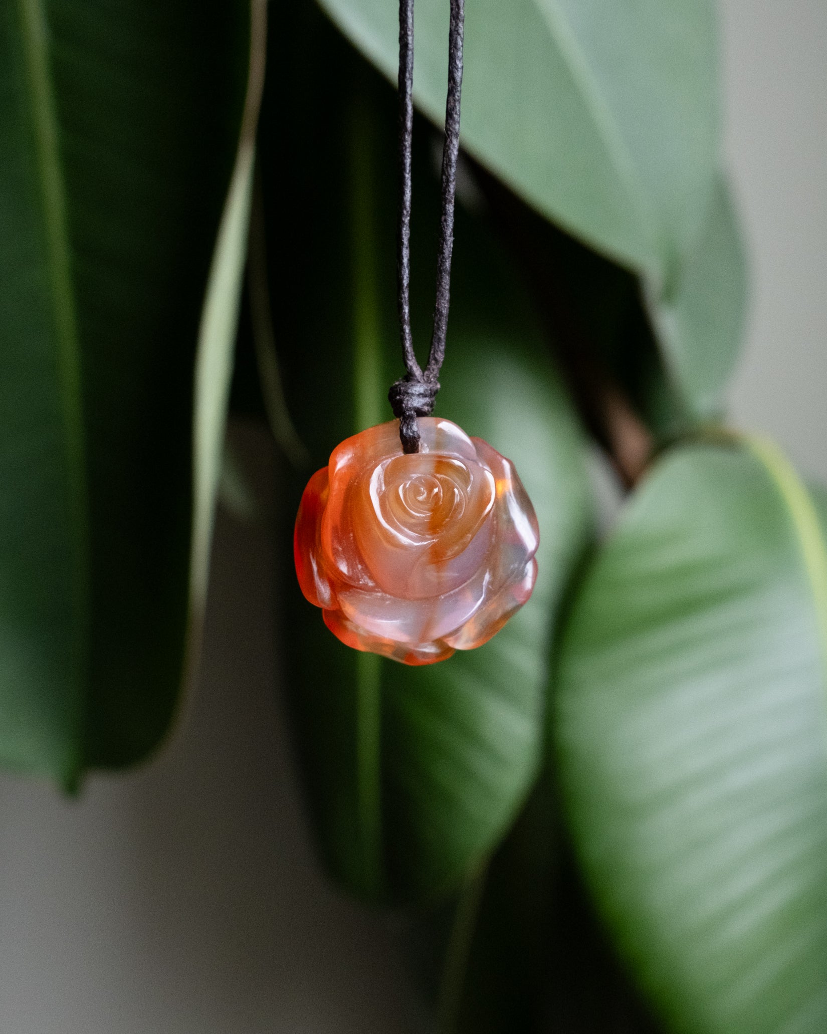 Carnelian Hand Carved Rose Necklace - The Healing Pear