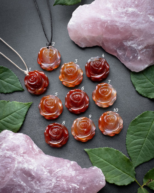 Carnelian Hand Carved Rose Necklace