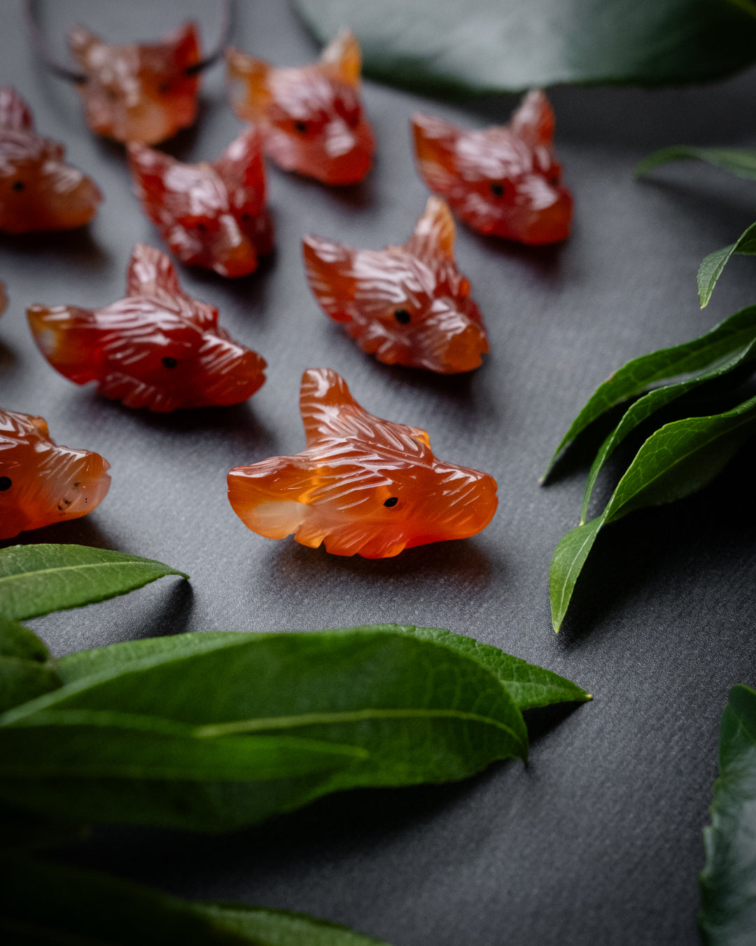 Small Carnelian Hand Carved Wolf Necklace