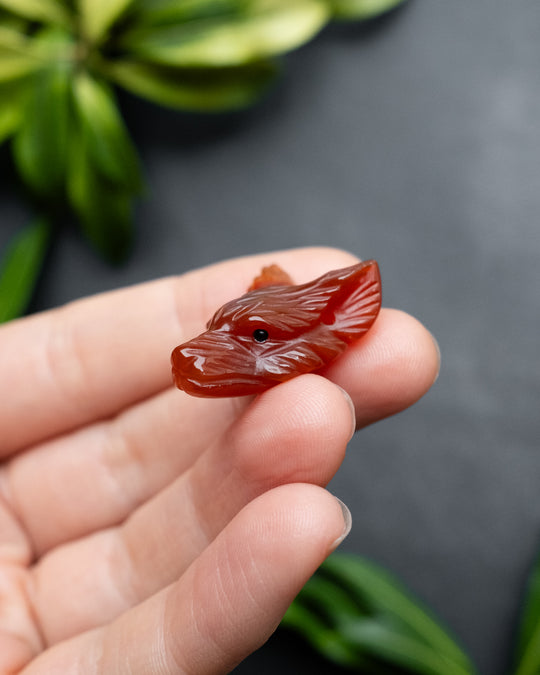 Small Carnelian Hand Carved Wolf Necklace