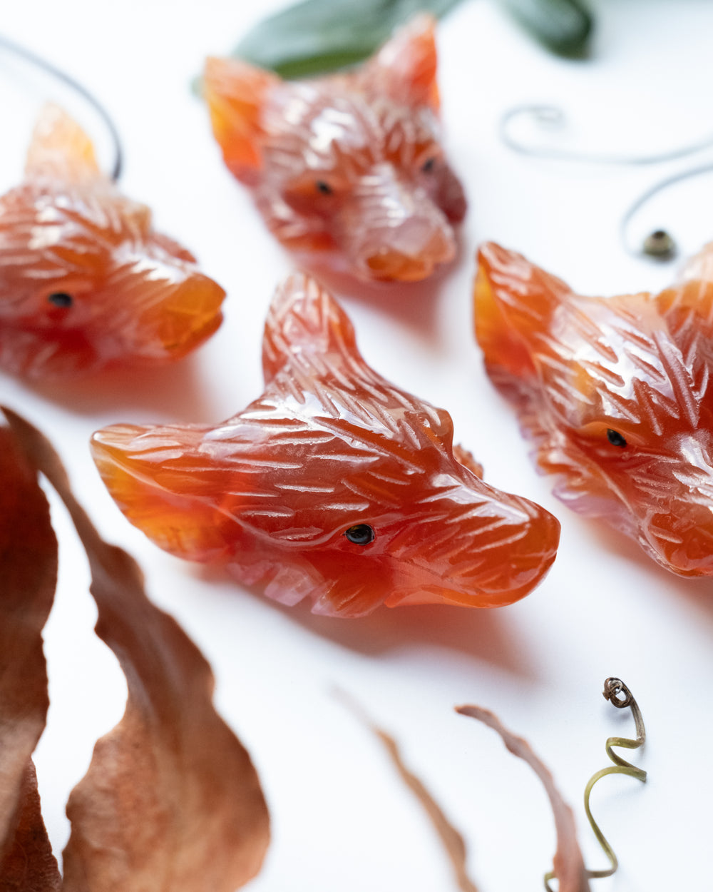 Carnelian Hand Carved Wolf Necklace