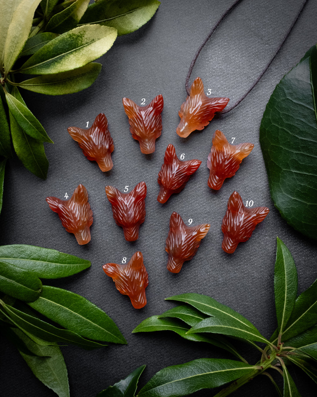Small Carnelian Hand Carved Wolf Necklace