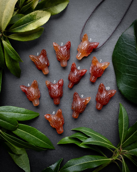 Small Carnelian Hand Carved Wolf Necklace
