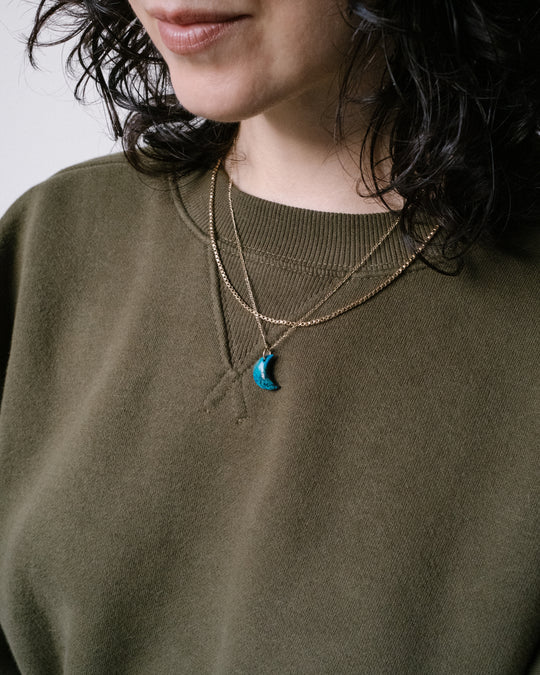 Labradorite Crescent Moon Recycled Sterling Silver or Gold Necklace - The Healing Pear