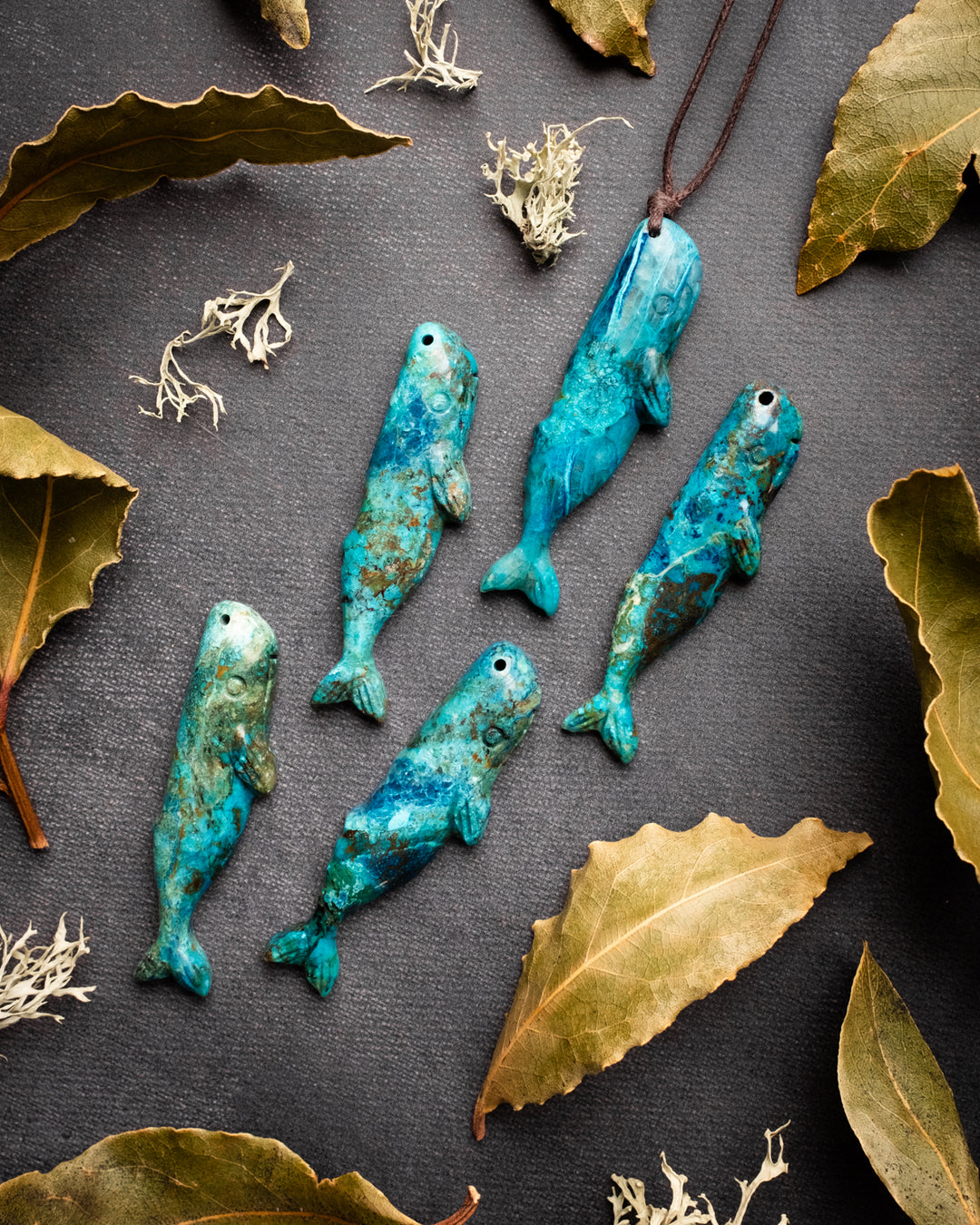 Rainbow Chrysocolla Hand Carved Sperm Whale Necklace - The Healing Pear