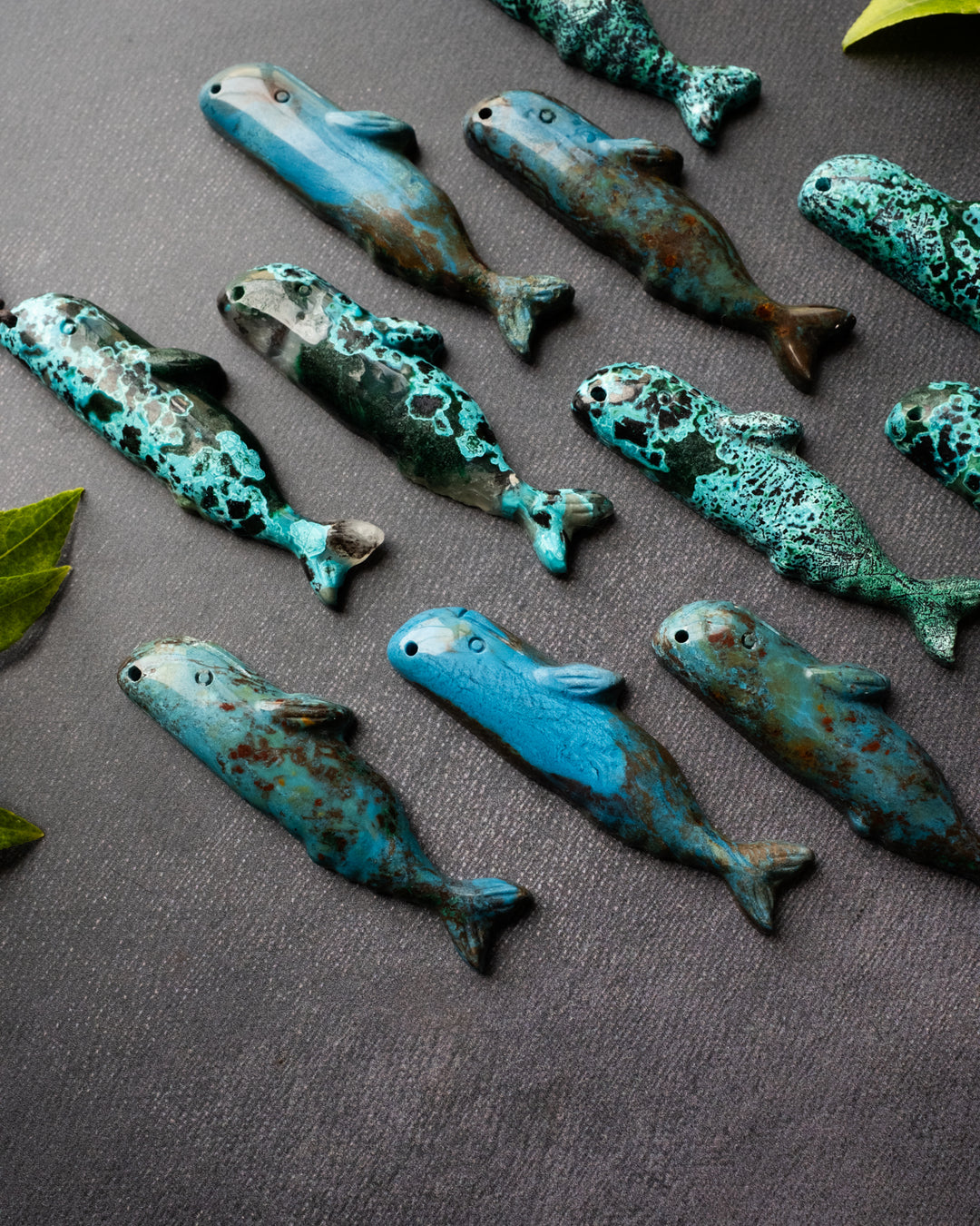 Rainbow Chrysocolla Hand Carved Sperm Whale Necklace