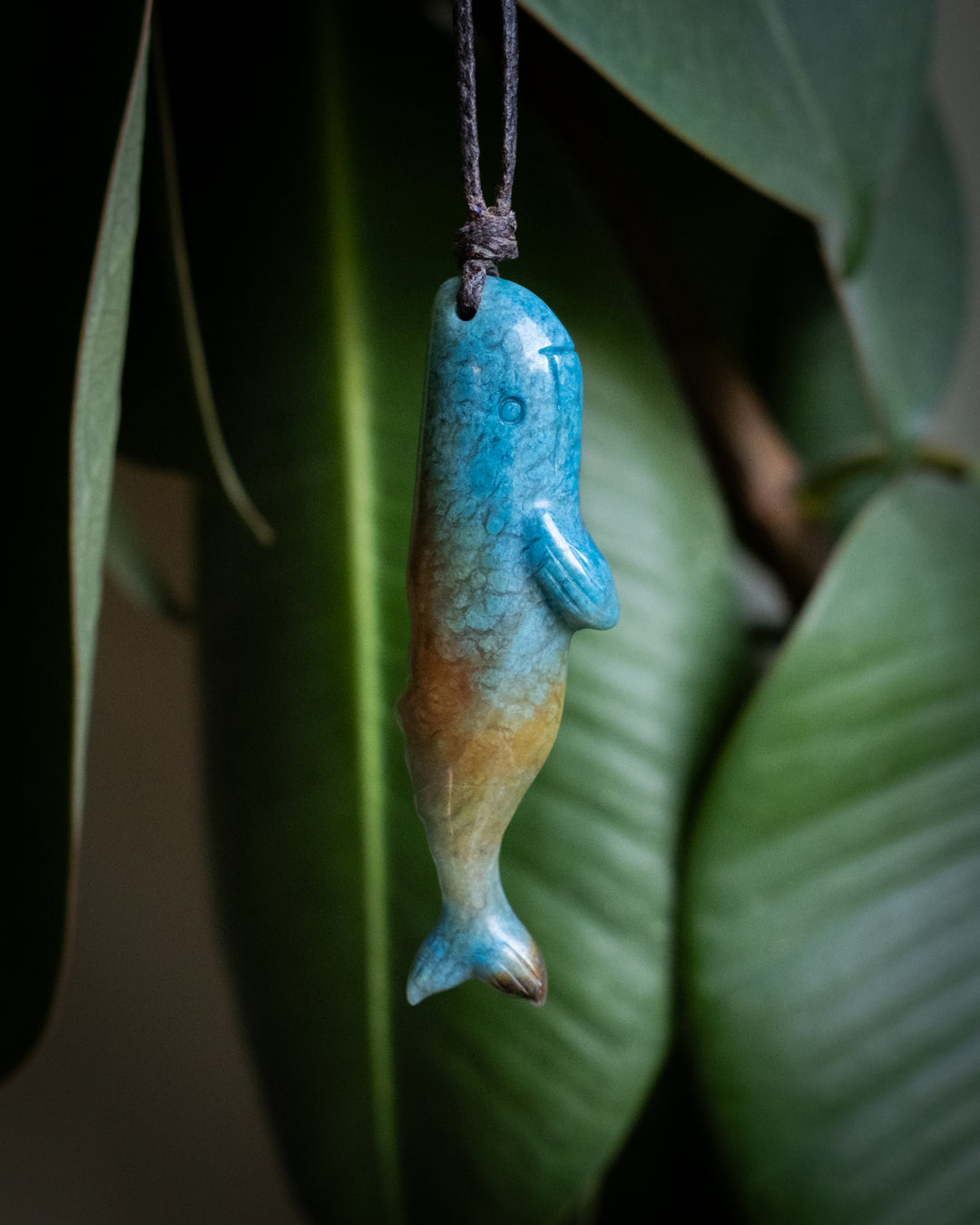 Rainbow Chrysocolla Hand Carved Sperm Whale Necklace - The Healing Pear