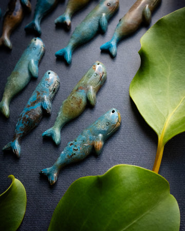 Rainbow Chrysocolla Hand Carved Sperm Whale Necklace