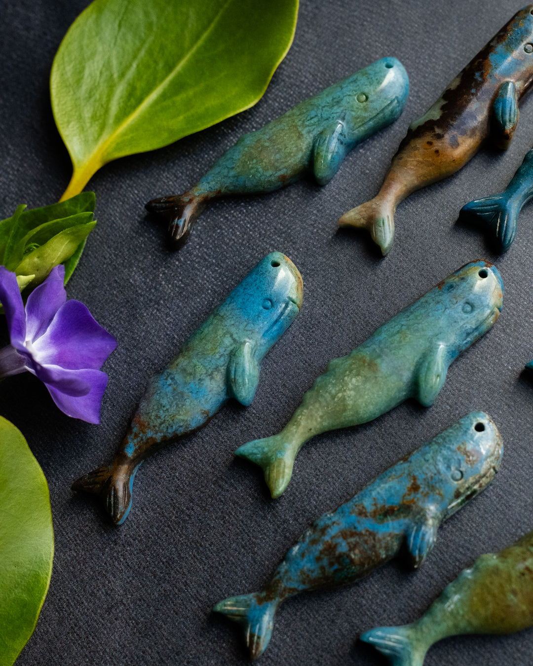 Rainbow Chrysocolla Hand Carved Sperm Whale Necklace - The Healing Pear