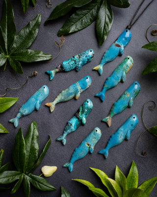 Rainbow Chrysocolla Hand Carved Sperm Whale Necklace