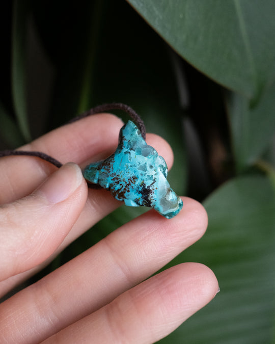 Small Rainbow Chrysocolla Hand Carved Wolf Necklace - The Healing Pear