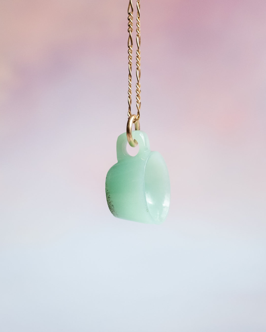 Chrysoprase Hand Carved Mug Necklace - The Healing Pear