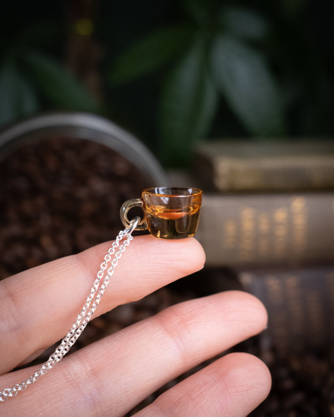 Glass Hand Carved Mug Necklace