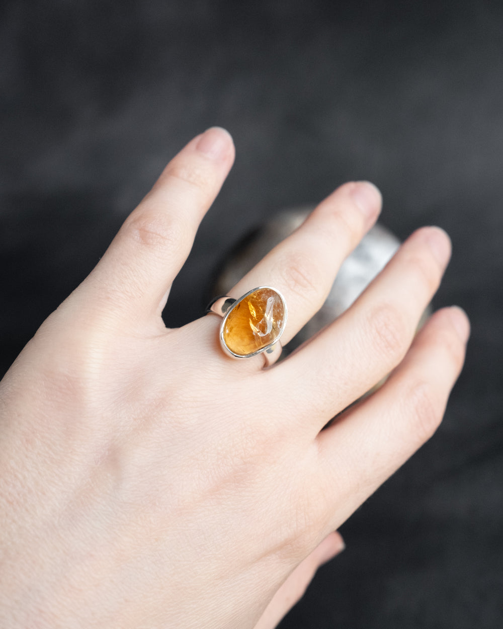 Natural Citrine Ring in Sterling Silver - Size 5 1/4 US / K 1/4 UK - The Healing Pear