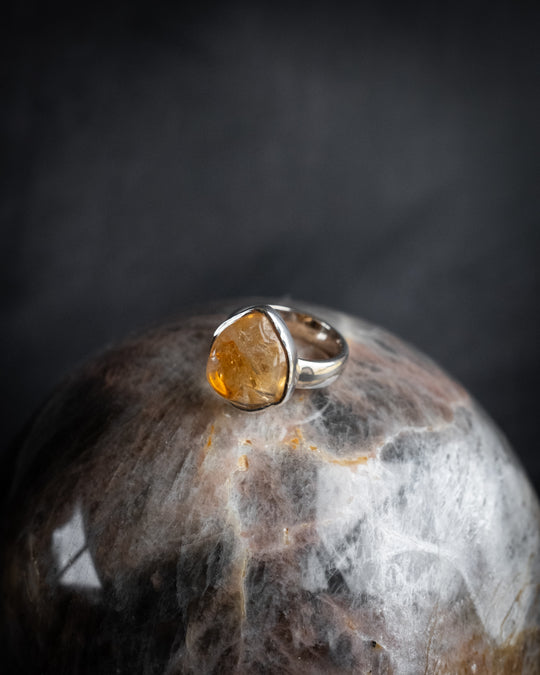 Natural Citrine Ring in Sterling Silver - Size 6 1/4 US / M 1/2 UK