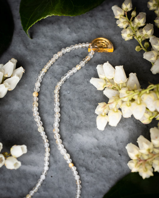 Natural Citrine Orange Slice &amp; Rutilated Quartz Beaded Necklace - The Healing Pear