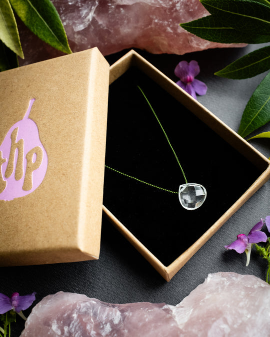 Clear Quartz Vegan Silk Necklace - The Healing Pear