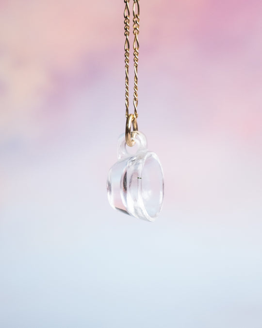 Clear Quartz Hand Carved Mug Necklace - The Healing Pear
