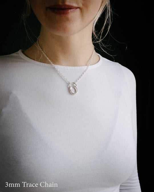 Clear Quartz Pebble Recycled Sterling Silver Necklace