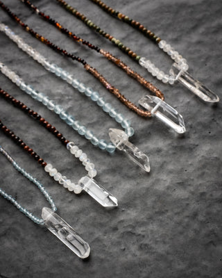 Clear Quartz Point Beaded Necklace