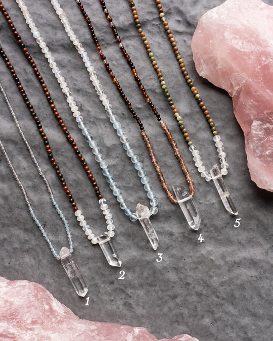 Clear Quartz Point Beaded Necklace - The Healing Pear