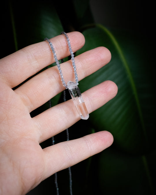 Clear Quartz Point Beaded Necklace - The Healing Pear