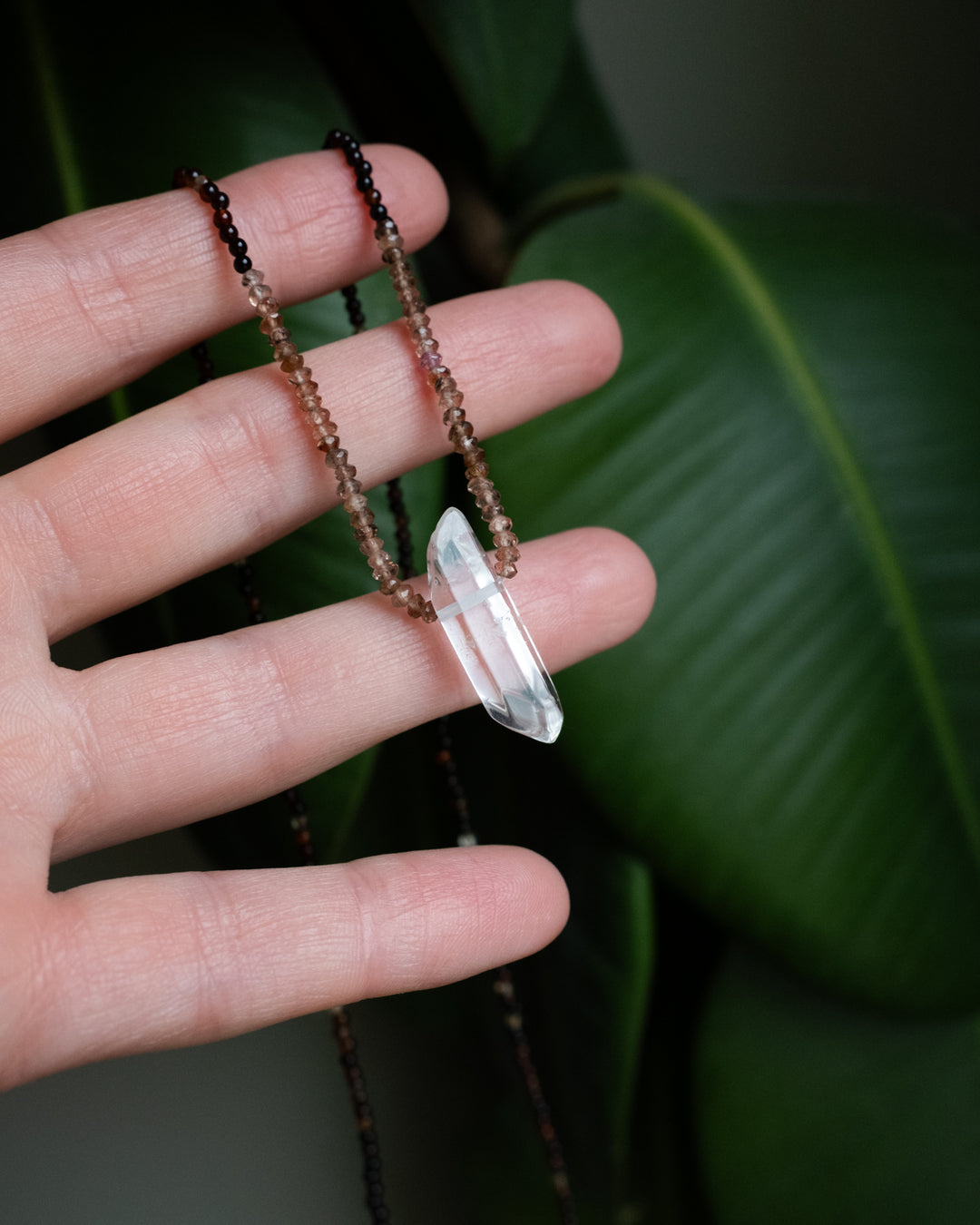 Clear Quartz Point Beaded Necklace - The Healing Pear