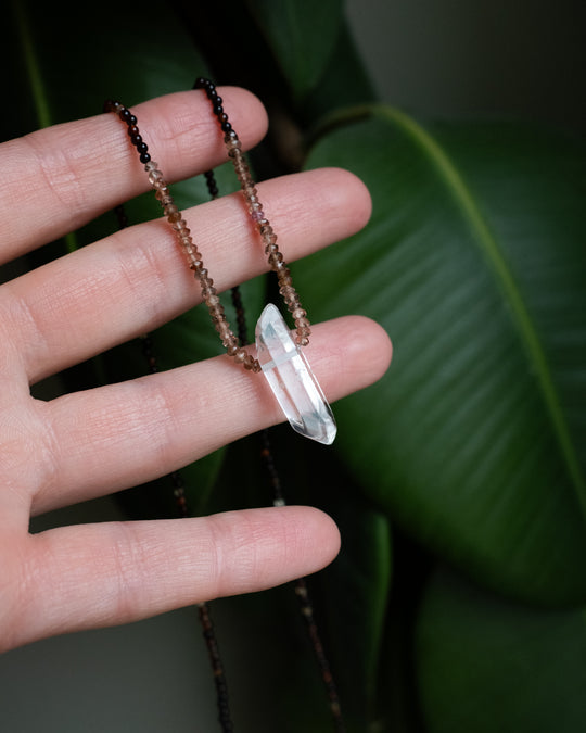 Clear Quartz Point Beaded Necklace - The Healing Pear
