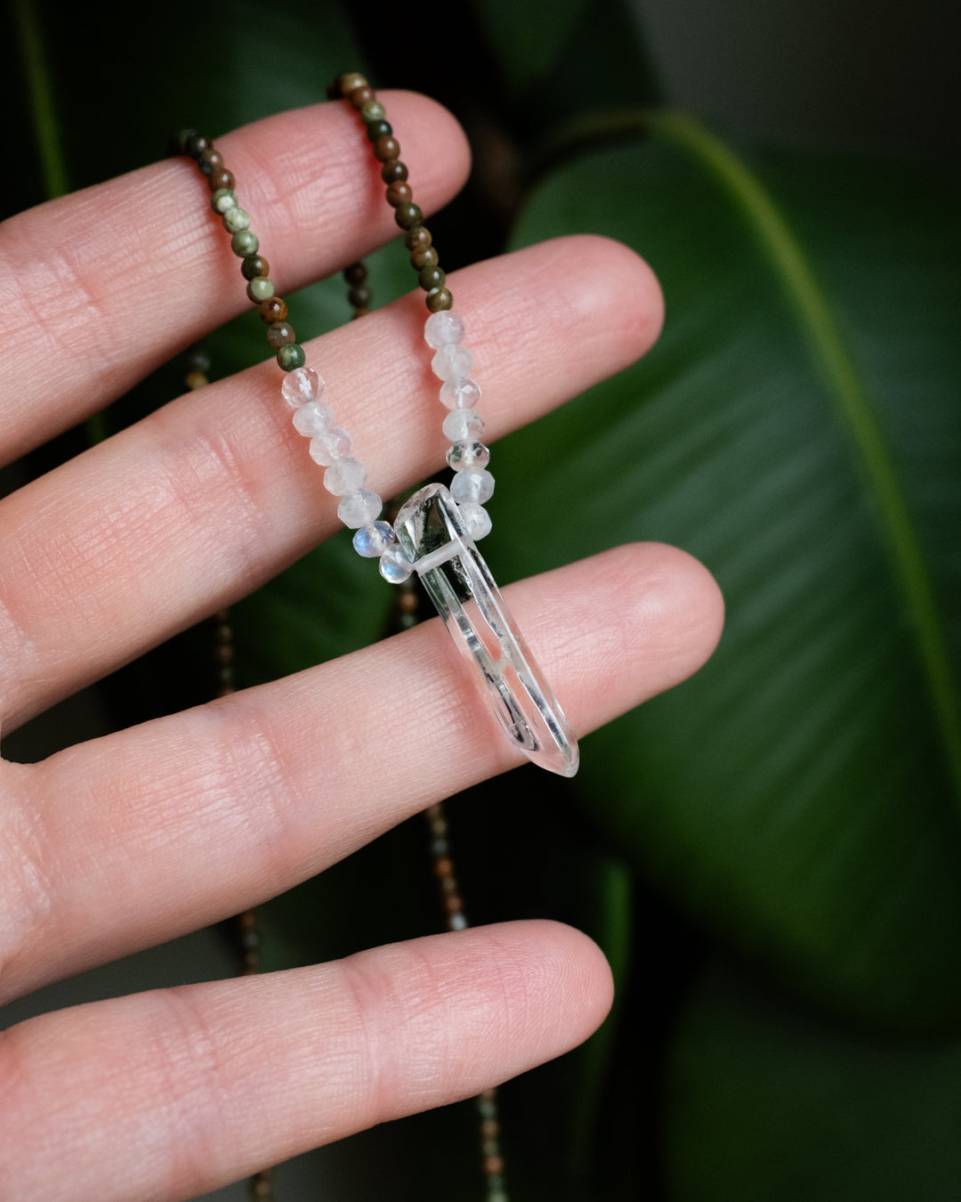 Clear Quartz Point Beaded Necklace - The Healing Pear