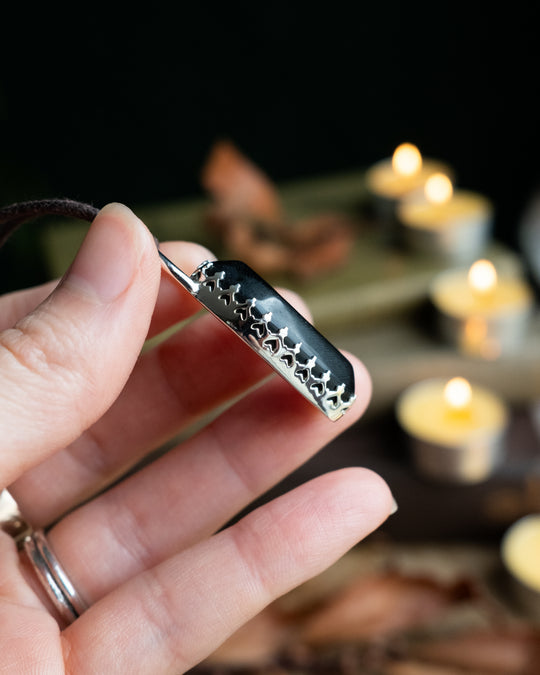 Obsidian Coffin Sterling Silver Necklace