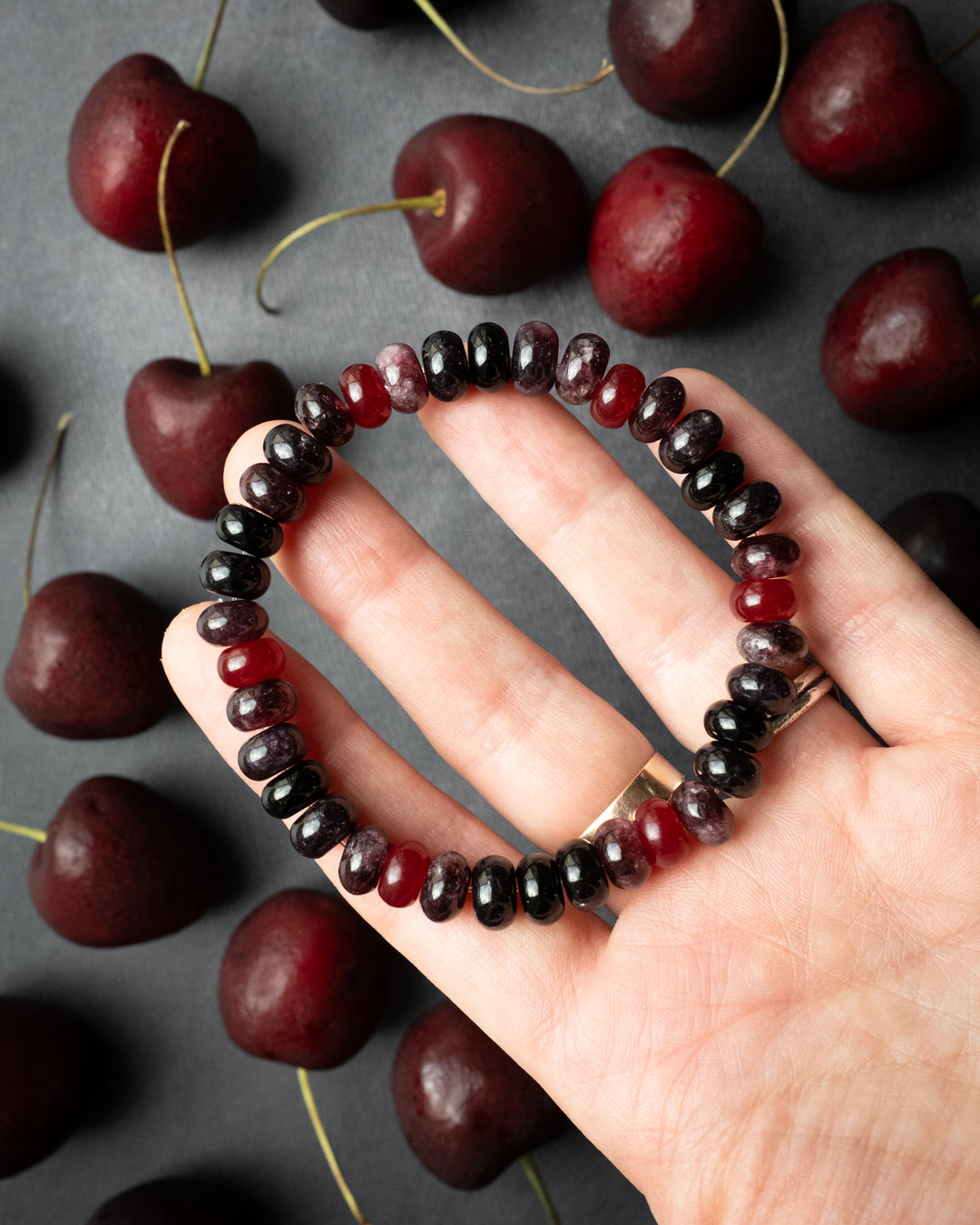 Dark Cherry Beaded Candy Bracelet