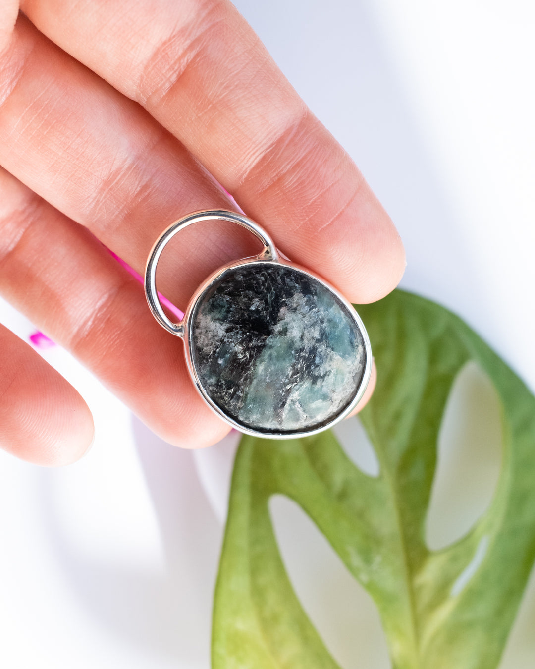 Emerald in Matrix Pebble Sterling Silver Necklace