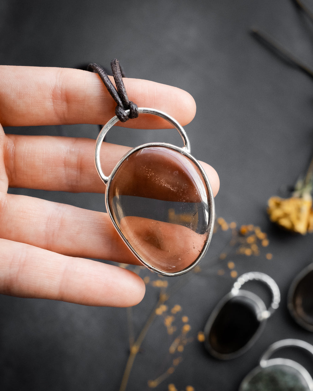 Smoky Quartz Pebble Sterling Silver Necklace - The Healing Pear