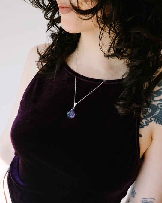 Hand Carved Amethyst Fig Necklace