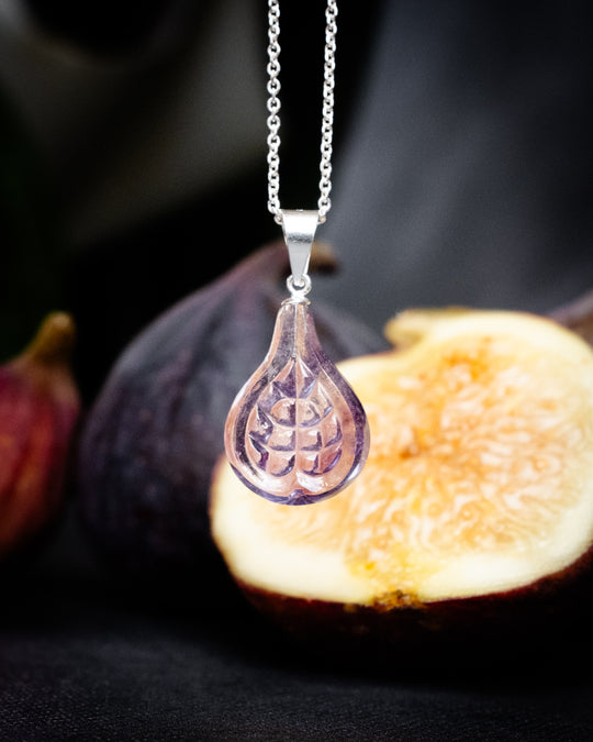 Hand Carved Amethyst Fig Necklace