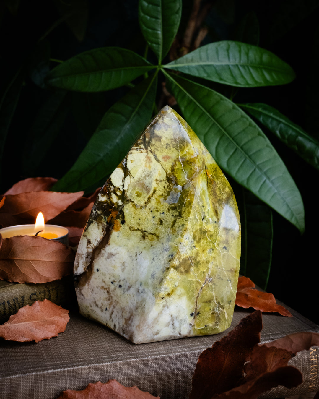 Green Opal Carved Flame 447g - The Healing Pear