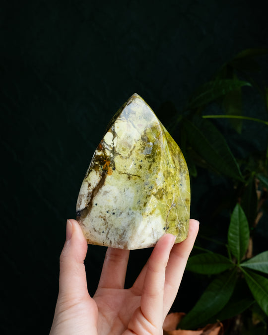 Green Opal Carved Flame 447g - The Healing Pear