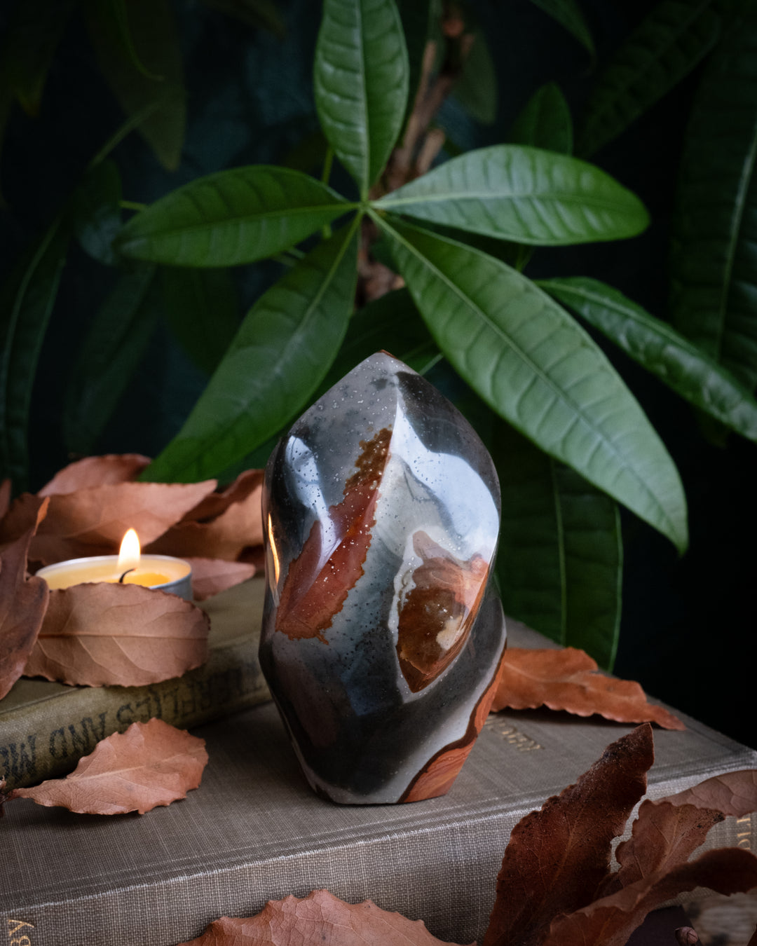 Polychrome Desert Jasper Carved Flame 293g - The Healing Pear