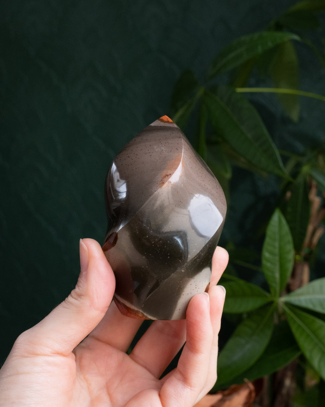 Polychrome Desert Jasper Carved Flame 293g - The Healing Pear