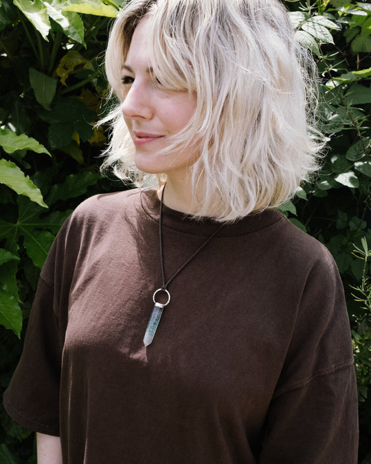 Rainbow Fluorite Point Sterling Silver Necklace