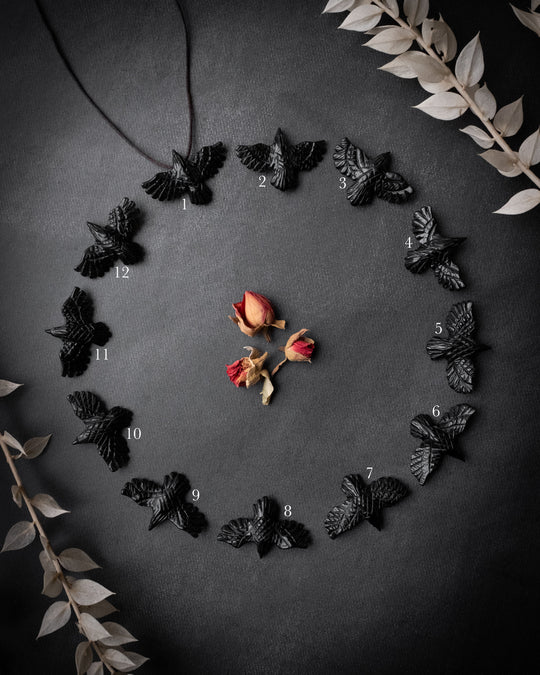 Small Obsidian Hand Carved Raven Necklace - The Healing Pear