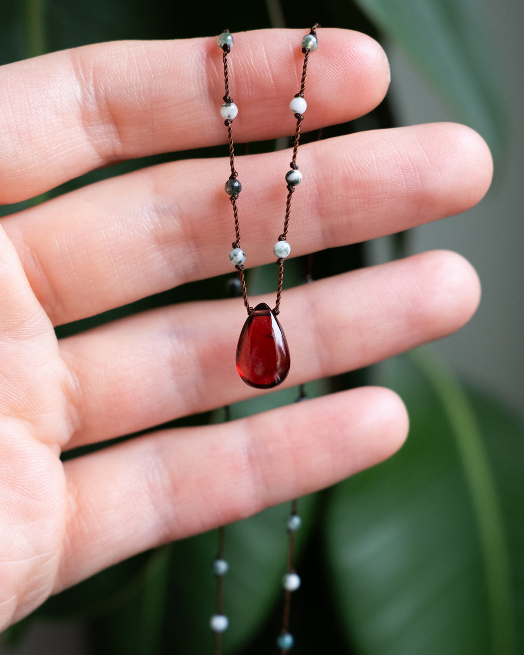 Mozambique Garnet Hand Knotted Beaded Necklace - The Healing Pear