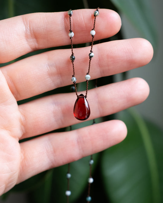 Mozambique Garnet Hand Knotted Beaded Necklace - The Healing Pear